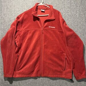 Columbia Fleece Jacket mens XXL burnt red orange full zip soft warm comfort fall